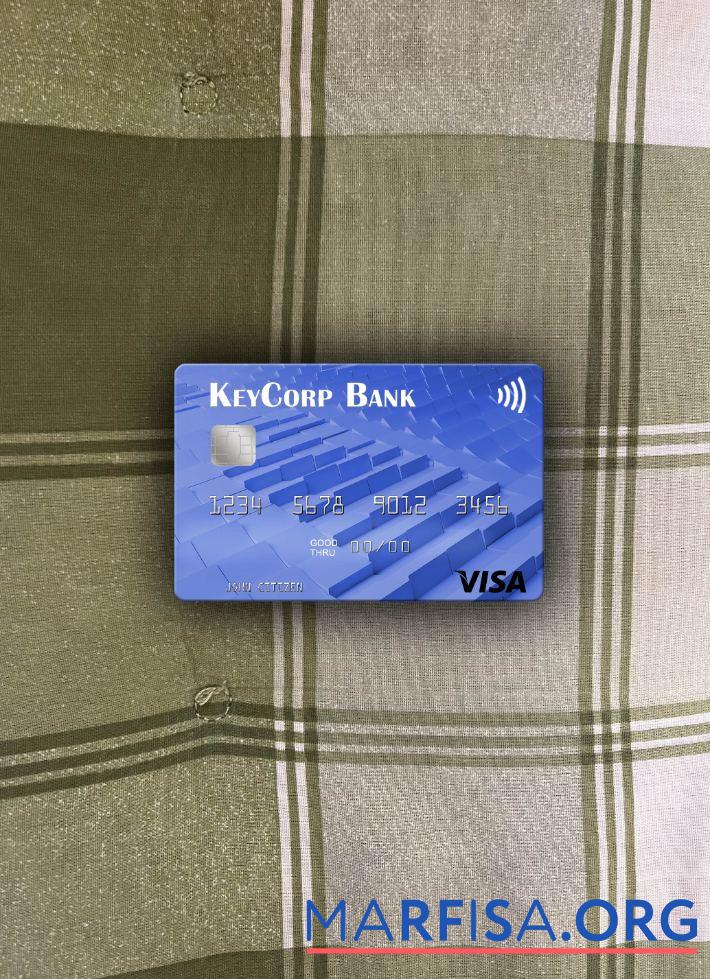 Blank USA KeyCorp Bank visa card photolook front example